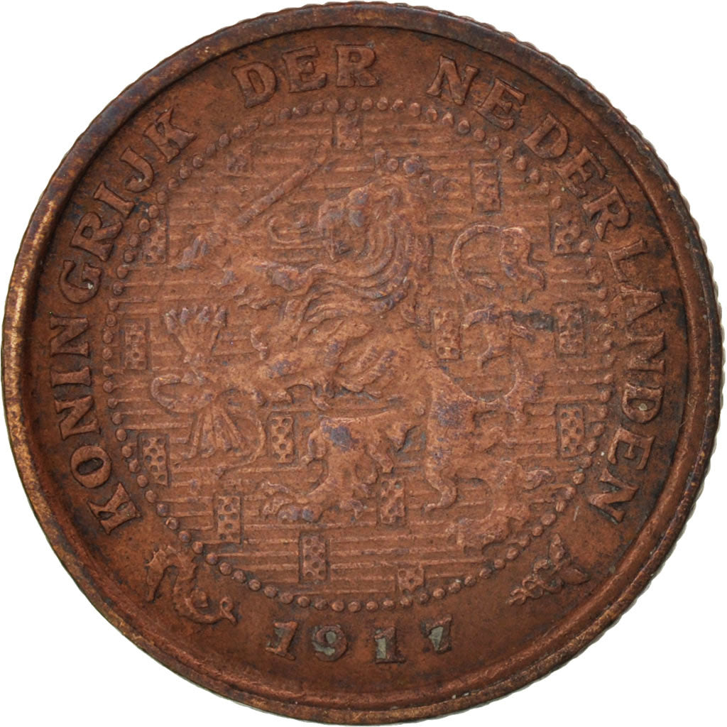 Netherlands, Wilhelmina I, 1/2 Cent, 1917, VF(30-35), Bronze, KM:138