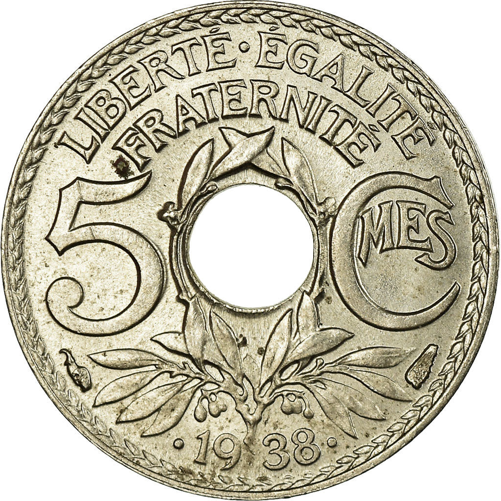 Moneta, Francia, Lindauer, 5 Centimes, 1938, Paris, BB, Nichel-bronzo, KM:875a