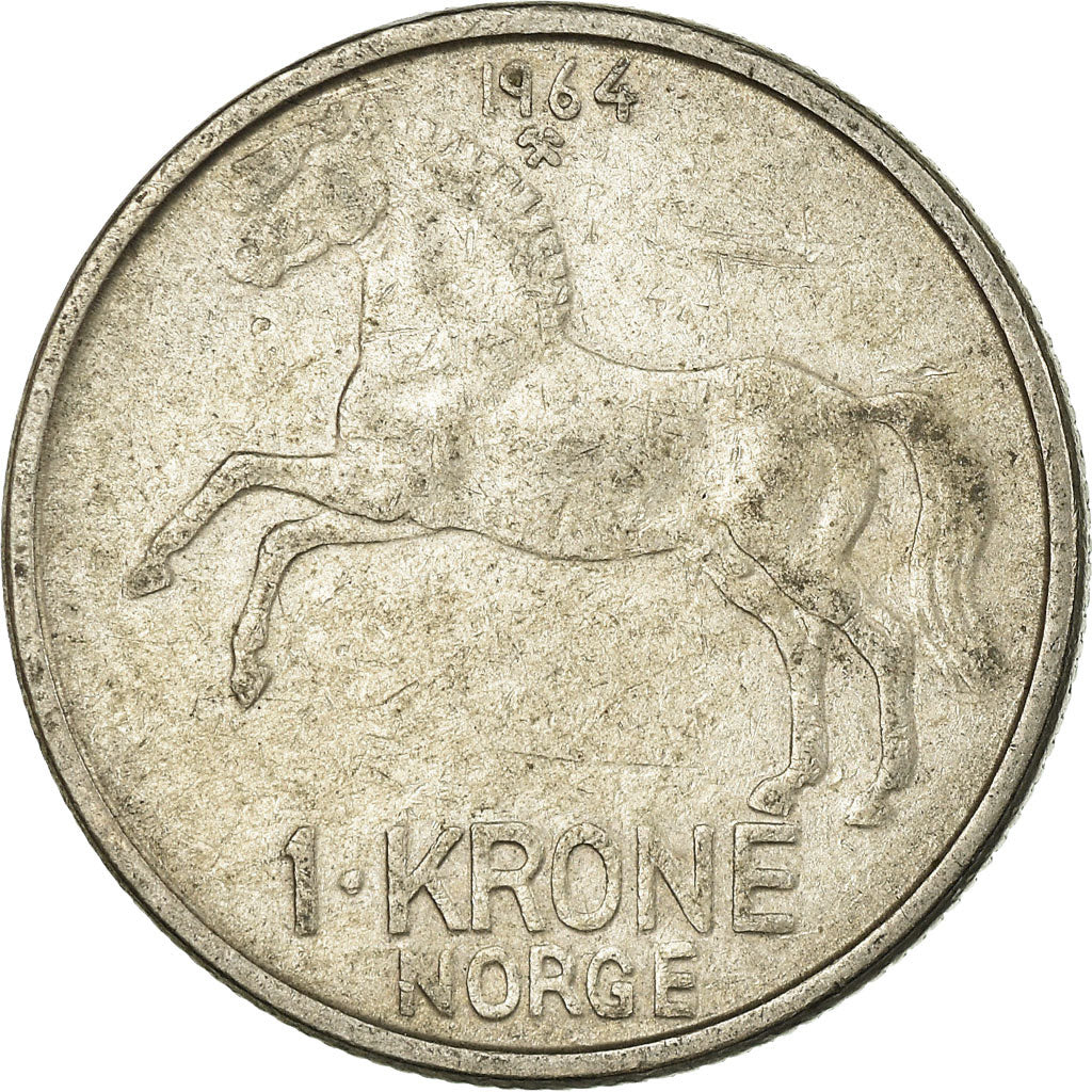 Munten, Noorwegen, Olav V, Krone, 1964, FR+, Copper-nickel, KM:409