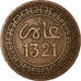 Coin, Morocco, 'Abd al-Aziz, 5 Mazunas, 1321, Paris, VF(30-35), Bronze, KM:16.3
