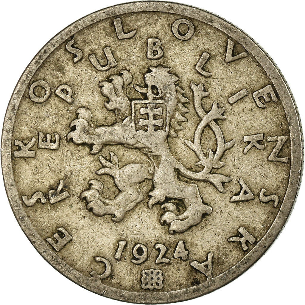 Coin, Czechoslovakia, 50 Haleru, 1924, VF(20-25), Copper-nickel, KM:2
