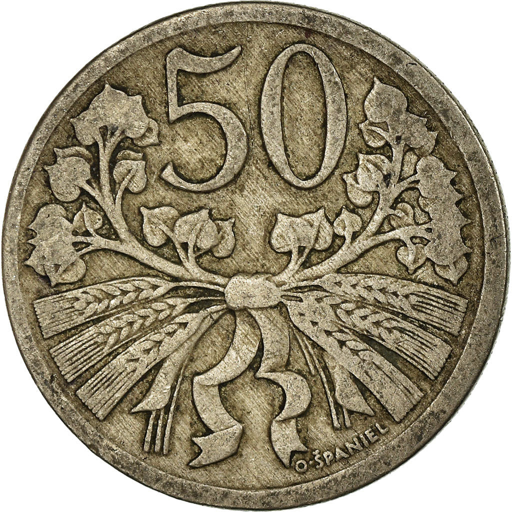 Coin, Czechoslovakia, 50 Haleru, 1924, VF(20-25), Copper-nickel, KM:2