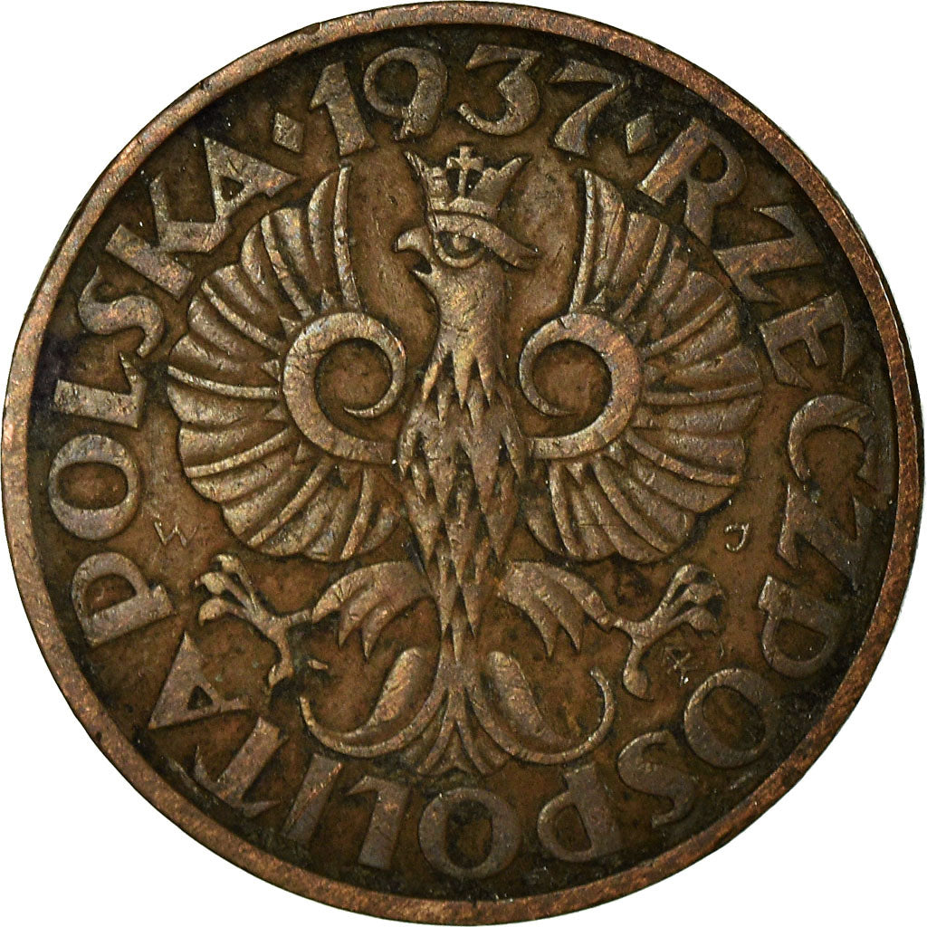 Coin, Poland, 2 Grosze, 1937, Warsaw, EF(40-45), Bronze, KM:9a
