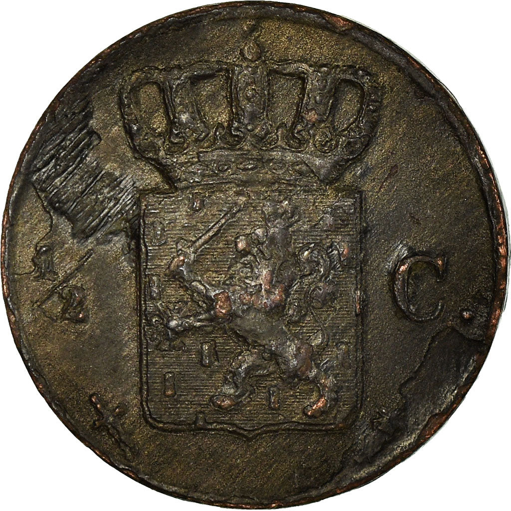 Münze, Niederlande, William III, 1/2 Cent, 1853, S+, Kupfer, KM:90