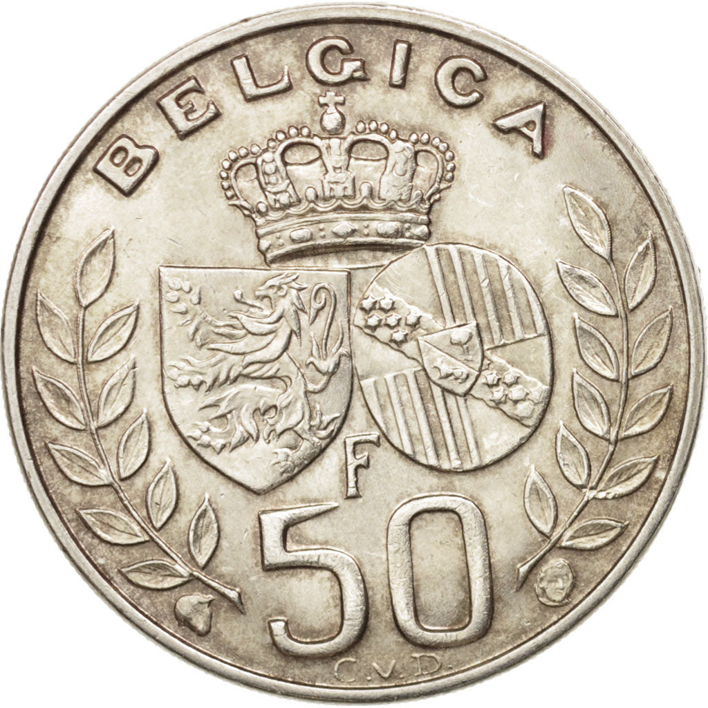 Belgium, 50 Francs, 50 Frank, 1960, AU(55-58), Silver, KM:152.1