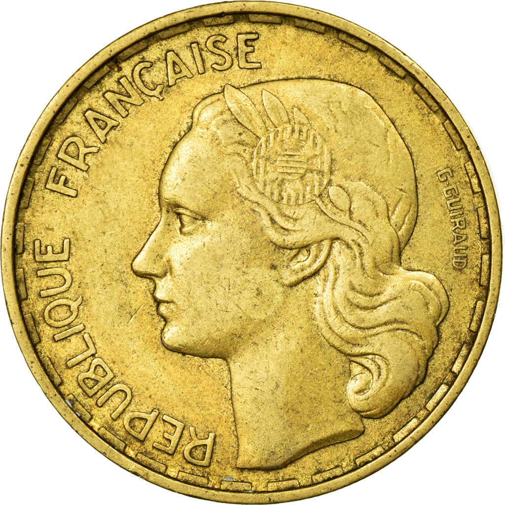 Moneda, Francia, Guiraud, 50 Francs, 1953, Beaumont-le-Roger, MBC, Aluminio -