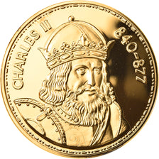 Francia, medalla, Les Rois de France, Charles II, History, SC+, Oro vermeil