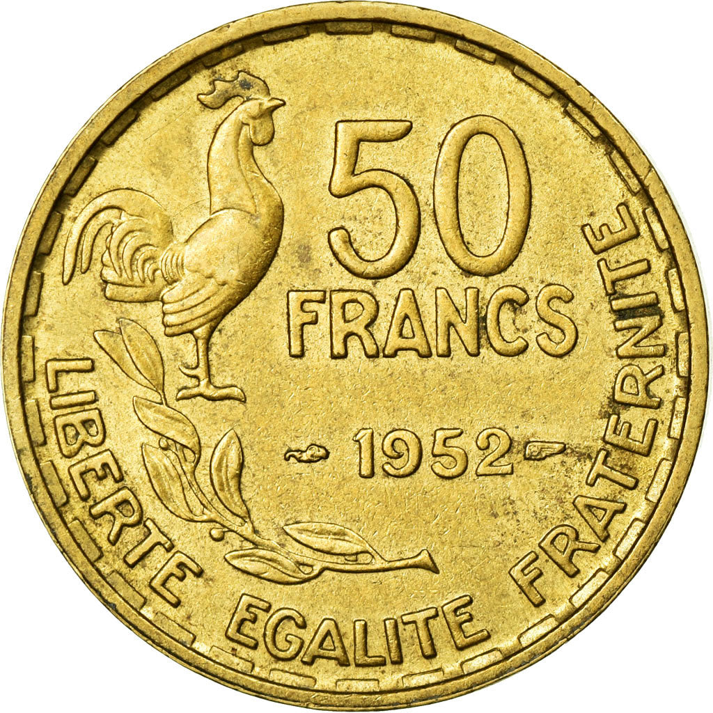 Munten, Frankrijk, Guiraud, 50 Francs, 1952, Paris, ZF+, Aluminum-Bronze