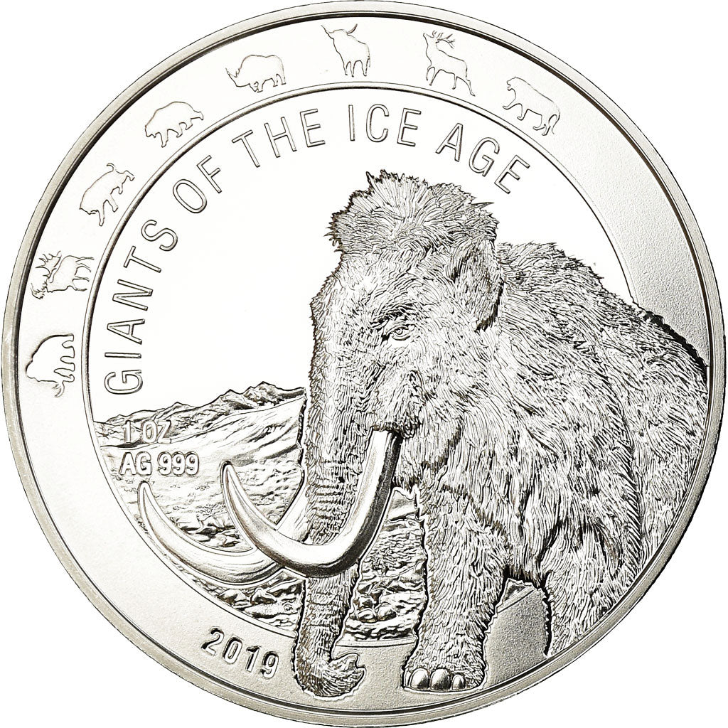 Coin, Ghana, Géants de l'Age de Glace - Mamouth, 5 Cedis, 2019, Proof
