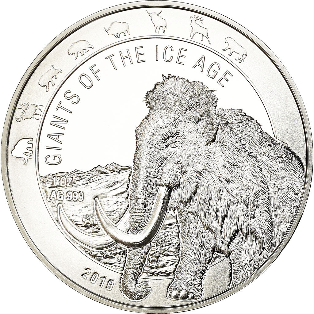 Coin, Ghana, Géants de l'Age de Glace - Mamouth, 5 Cedis, 2019, Proof
