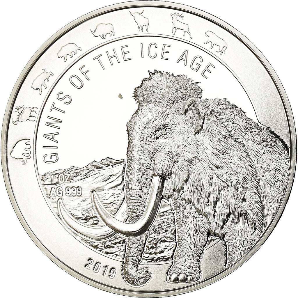 Coin, Ghana, Géants de l'Age de Glace - Mamouth, 5 Cedis, 2019, Proof