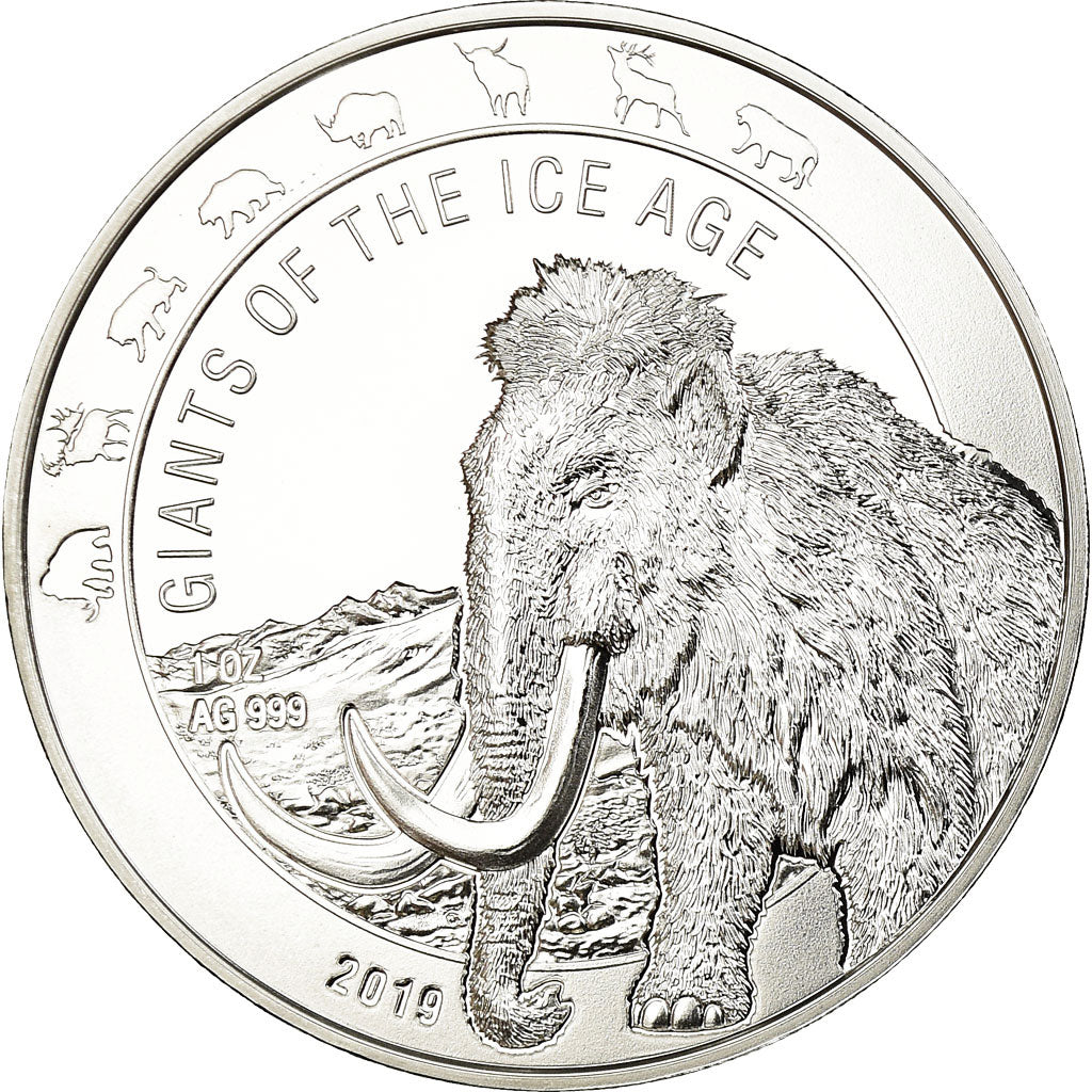 Coin, Ghana, Géants de l'Age de Glace - Mamouth, 5 Cedis, 2019, Proof