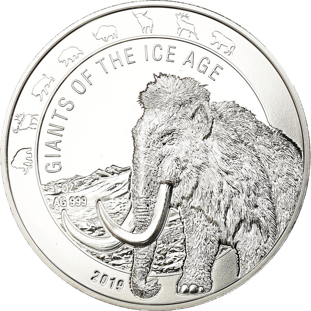 Coin, Ghana, Géants de l'Age de Glace - Mamouth, 5 Cedis, 2019, Proof