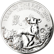 Moneta, Gran Bretagna, Année du Rat, 2 Pounds, 2020, Proof, FDC, Argento