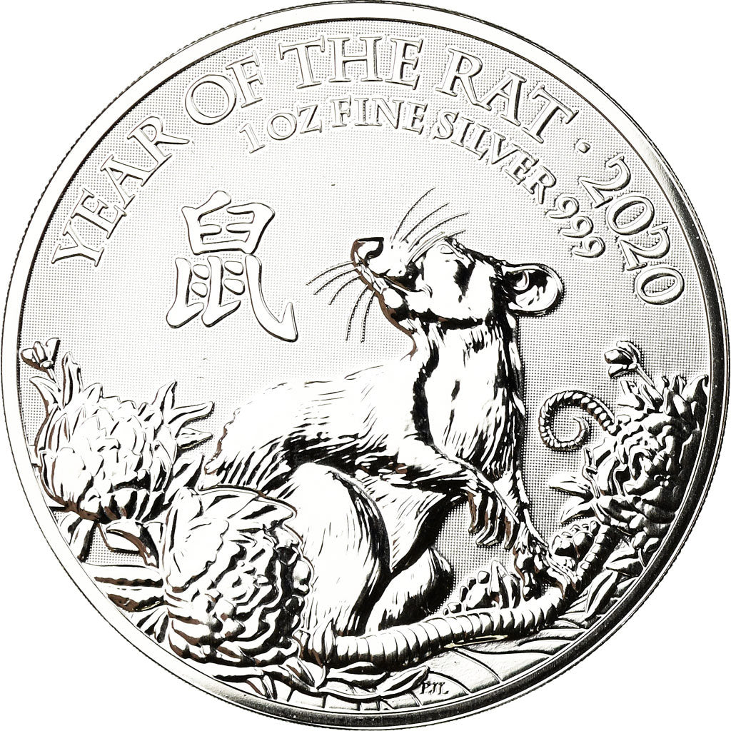 Moneta, Gran Bretagna, Année du Rat, 2 Pounds, 2020, Proof, FDC, Argento