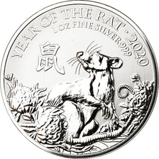 Moneta, Gran Bretagna, Année du Rat, 2 Pounds, 2020, Proof, FDC, Argento