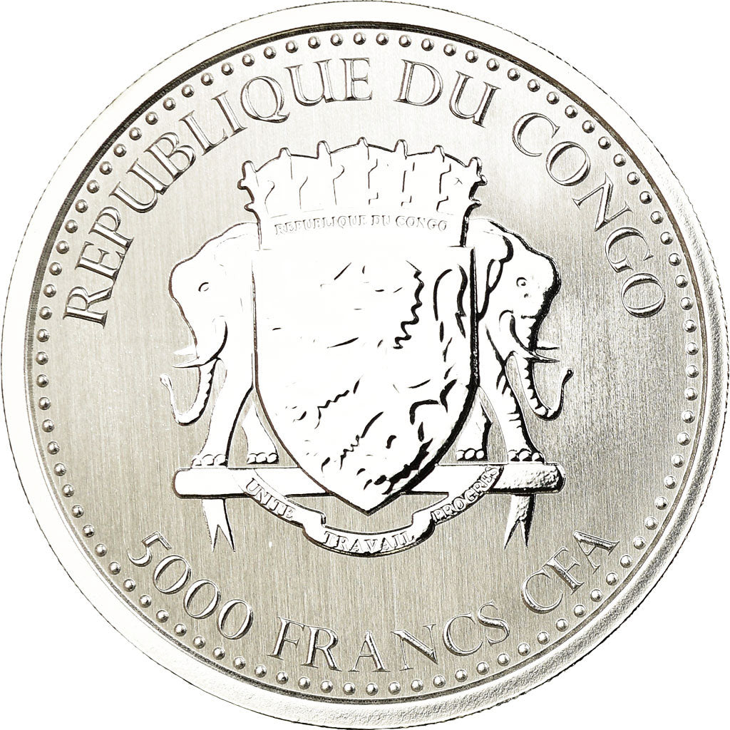 Münze, Congo Republic, Gorille à dos argenté, 5000 Francs CFA, 2019, Proof