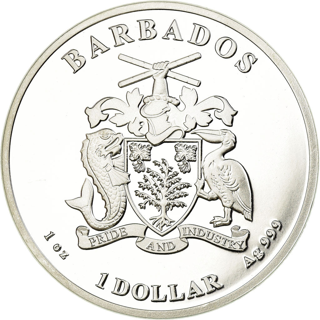 Münze, Barbados, Hippocampe, Dollar, 2018, Franklin Mint, Proof, STGL, Silber