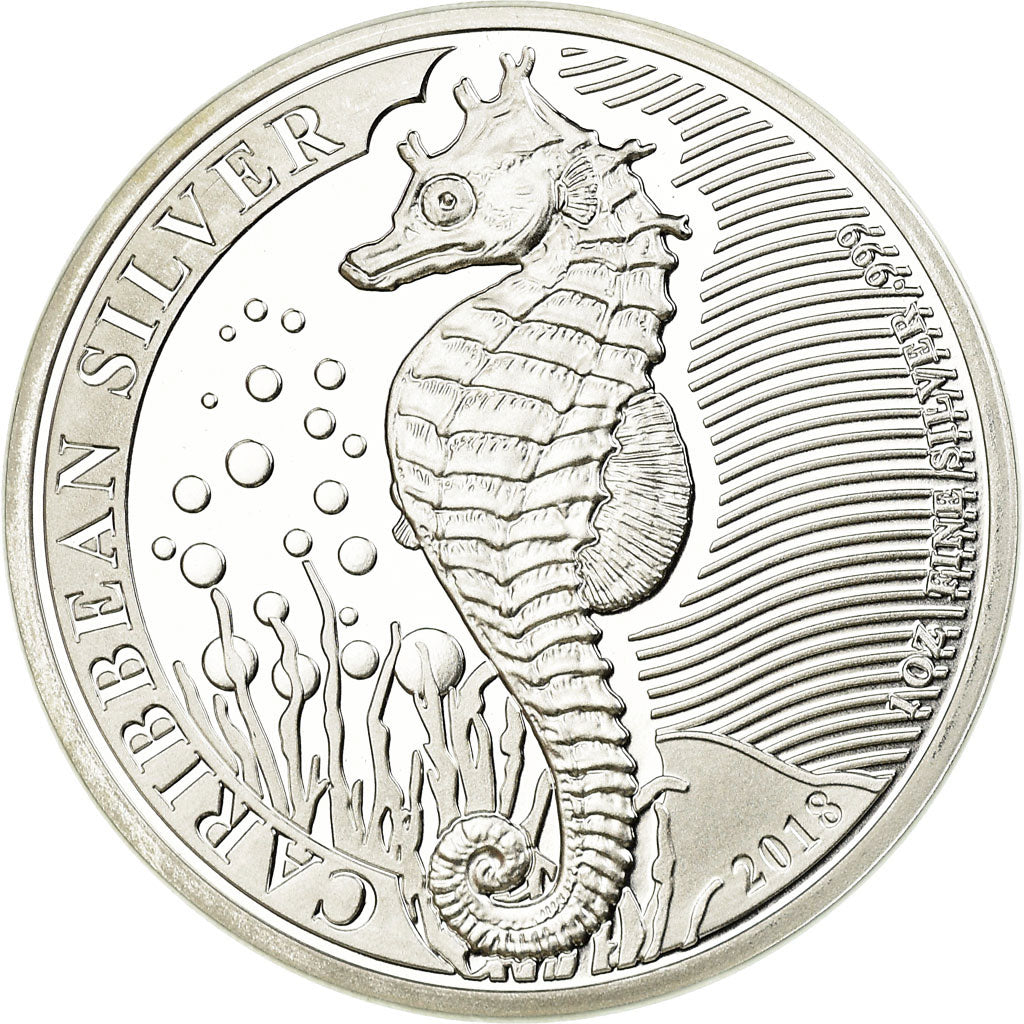 Moneta, Barbados, Hippocampe, Dollar, 2018, Franklin Mint, Proof, FDC, Argento