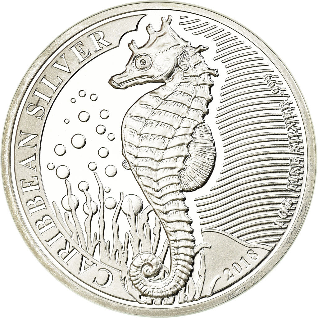 Moneta, Barbados, Hippocampe, Dollar, 2018, Franklin Mint, Proof, FDC, Argento