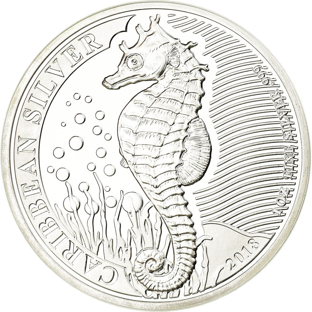Moneta, Barbados, Hippocampe, Dollar, 2018, Franklin Mint, Proof, FDC, Argento