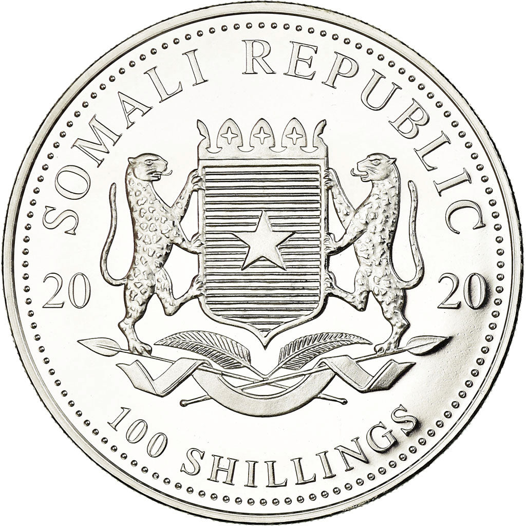 Coin, Somalia, Elephant, 100 Shillings, 2020, Proof, MS(65-70), Silver, KM:New