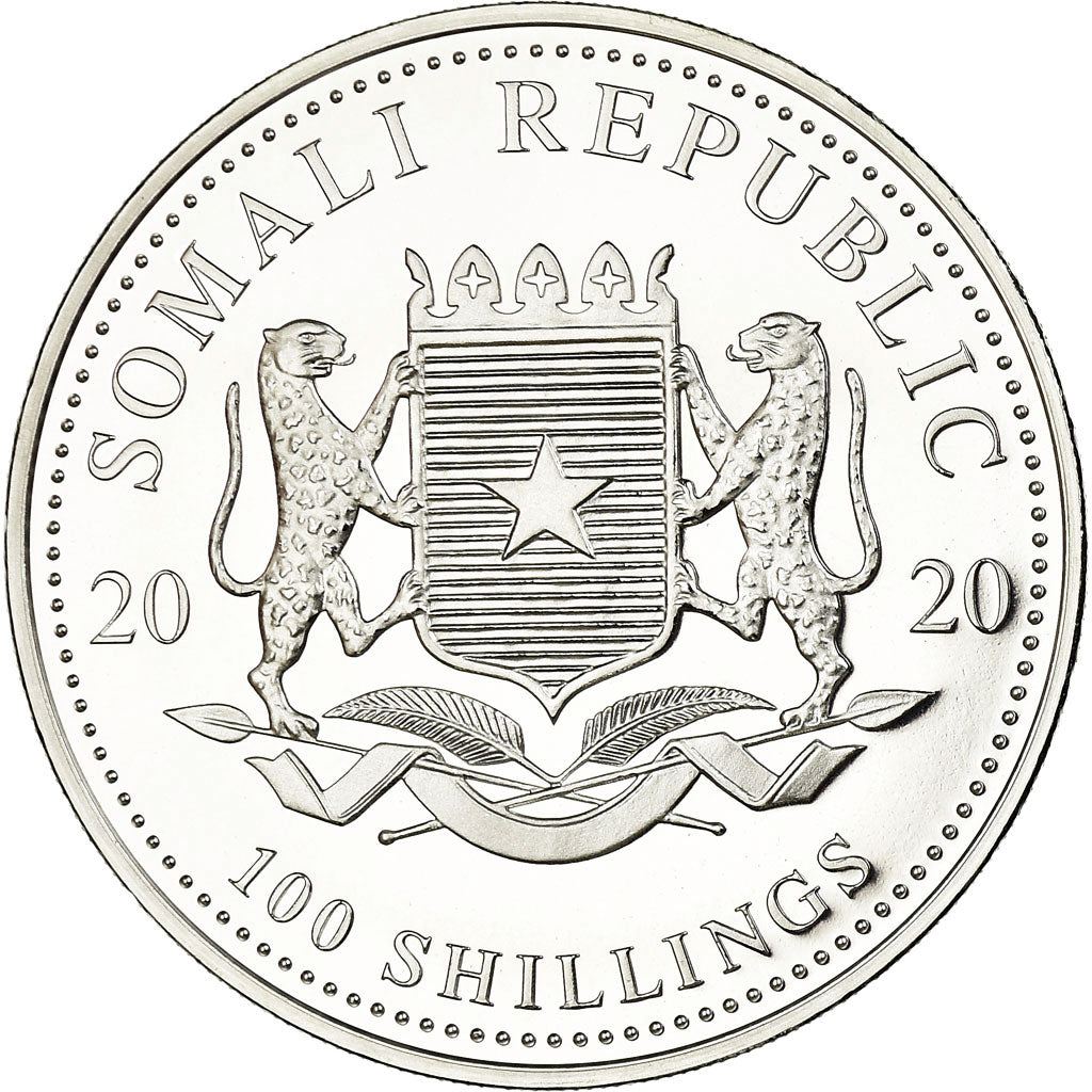 Moneda, Somalia, Elephant, 100 Shillings, 2020, Proof, FDC, Plata, KM:New