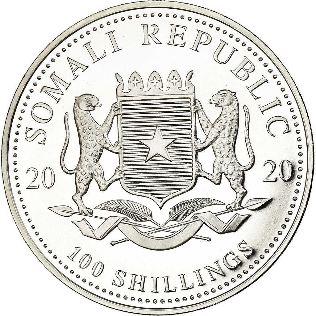 Coin, Somalia, Elephant, 100 Shillings, 2020, Proof, MS(65-70), Silver, KM:New