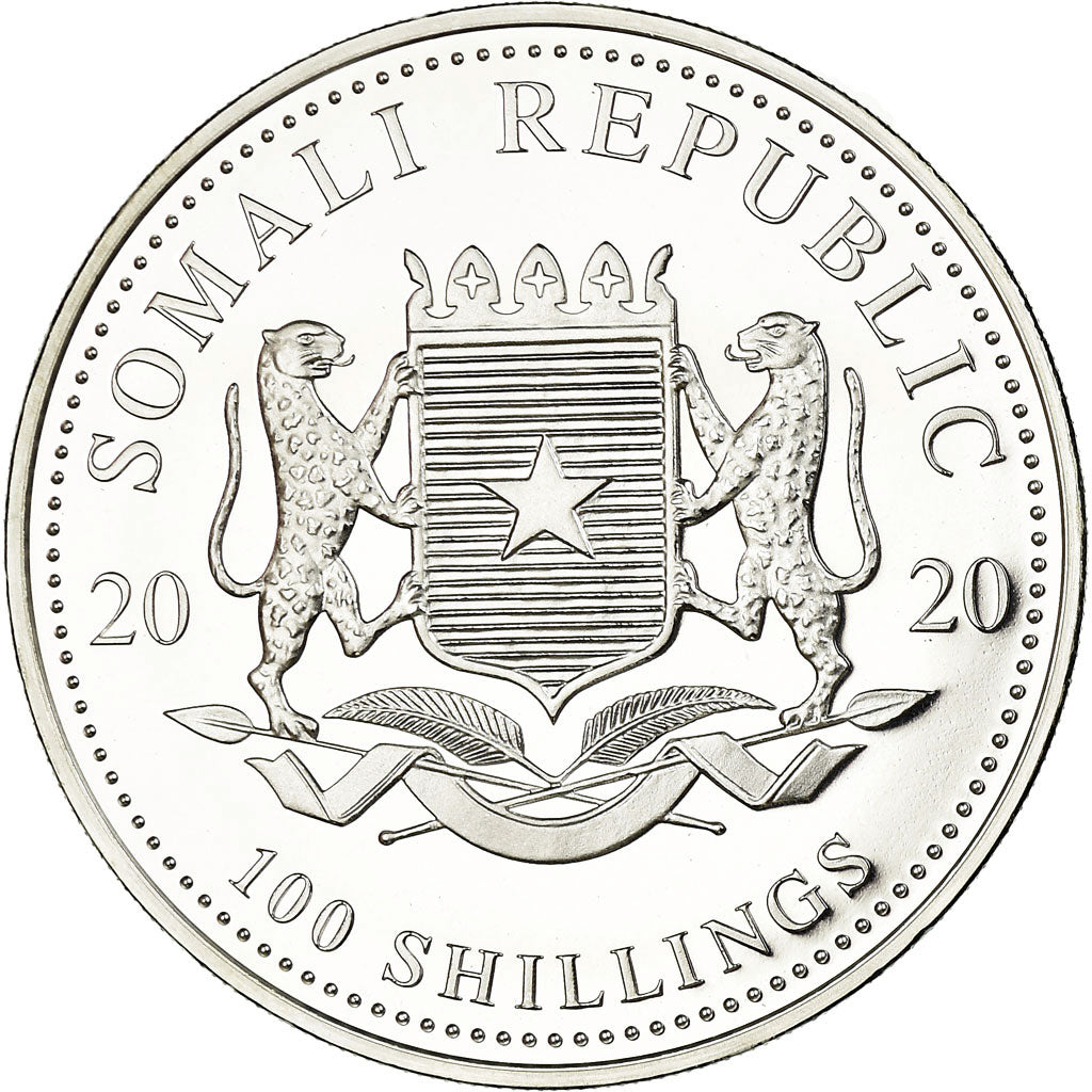Coin, Somalia, Elephant, 100 Shillings, 2020, Proof, MS(65-70), Silver, KM:New