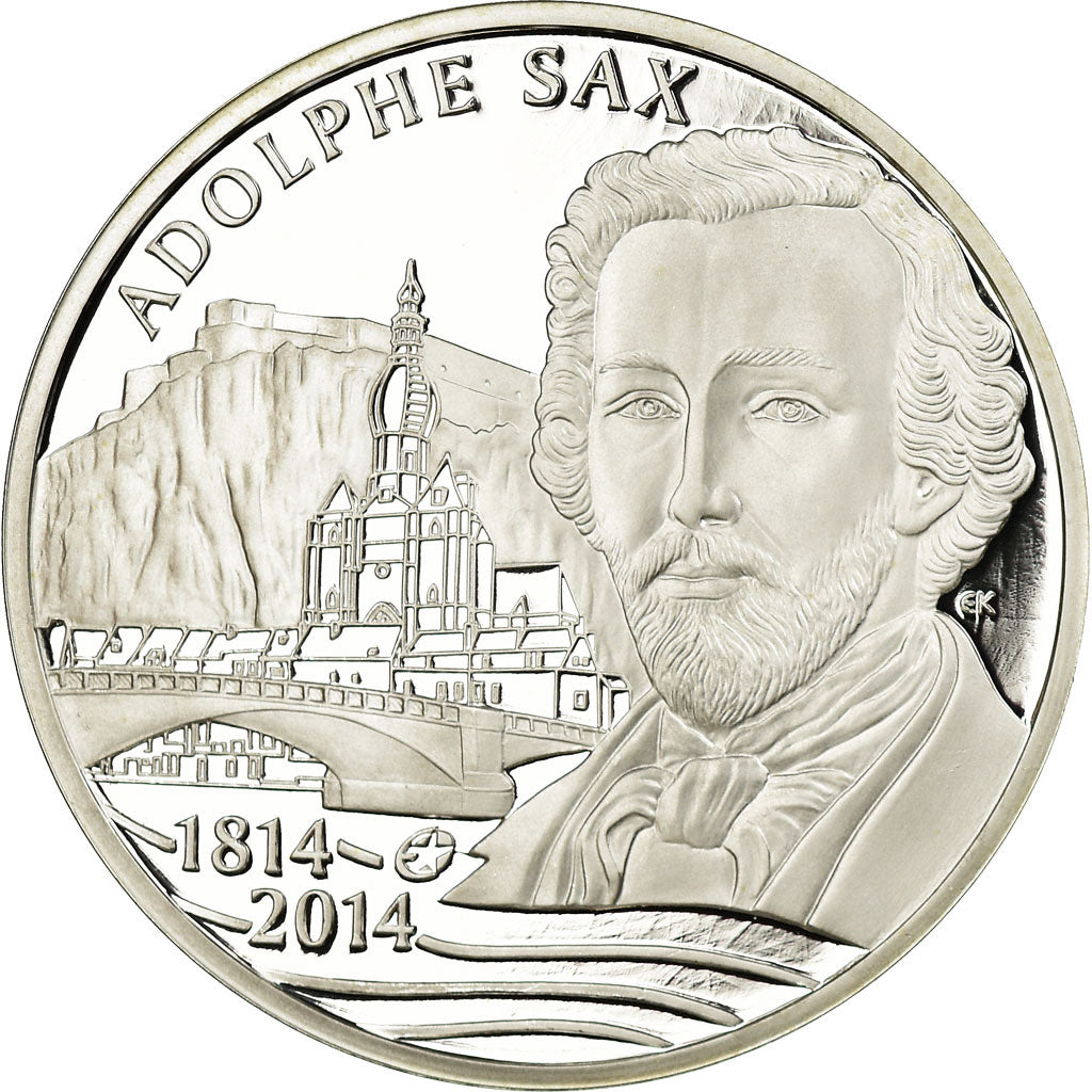 Bélgica, 10 Euro, Adolphe Sax, 2014, Proof, FDC, Plata, KM:339