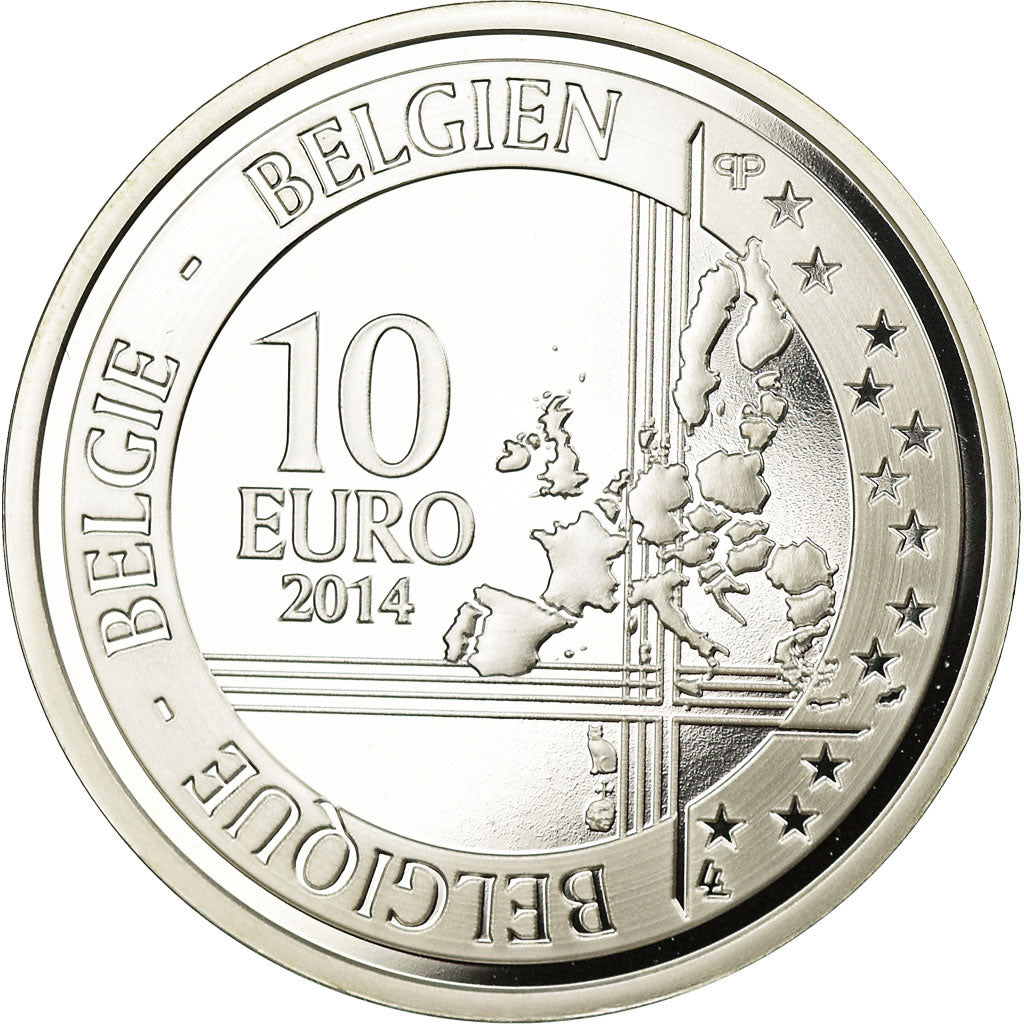 Bélgica, 10 Euro, Adolphe Sax, 2014, Proof, FDC, Plata, KM:339