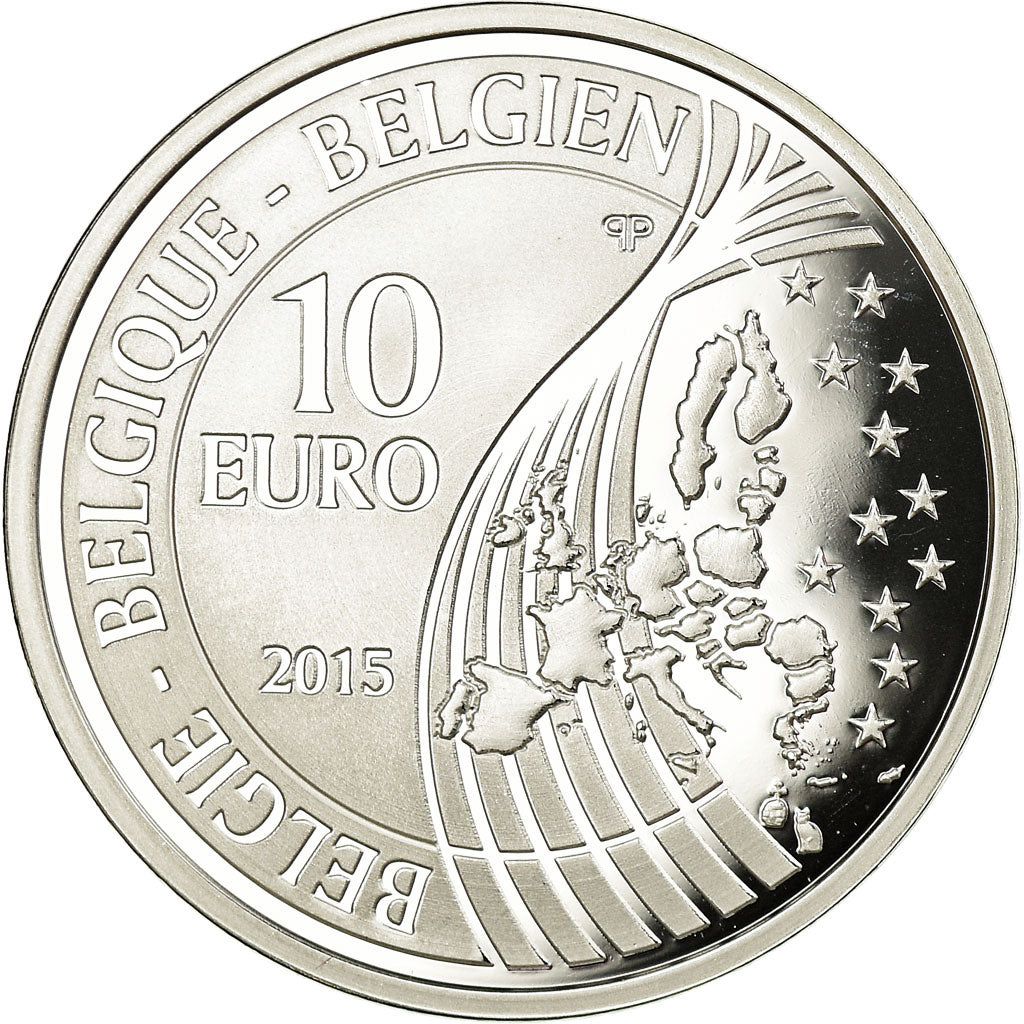 Belgium, 10 Euro, 70 ans de Paix en Europe, 2015, Proof, MS(65-70), Silver