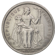 French Polynesia, 2 Francs, 1975, Paris, EF(40-45), Aluminum, KM:10
