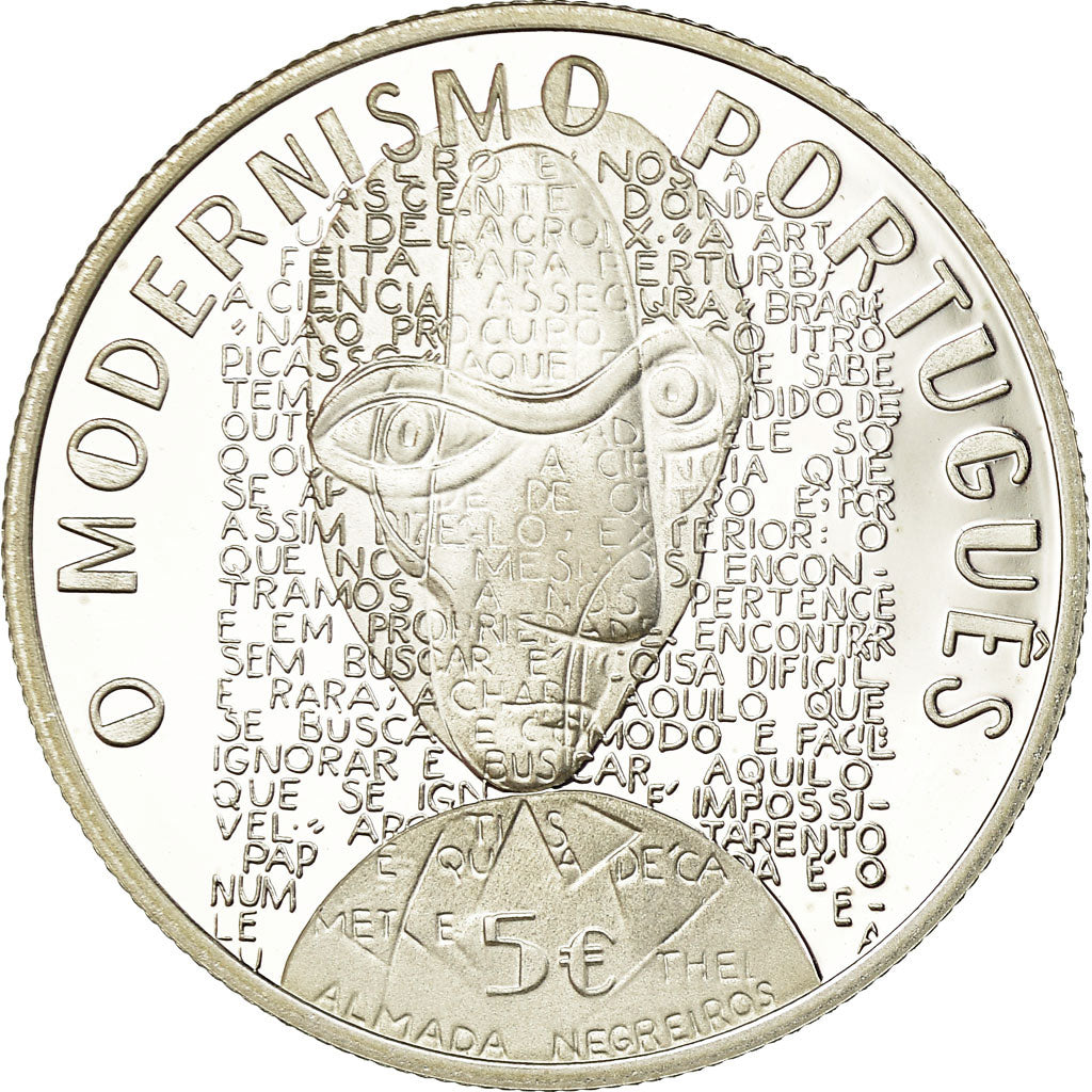 Portogallo, 5 Euro, Le Modernisme, 2016, Proof, FDC, Argento