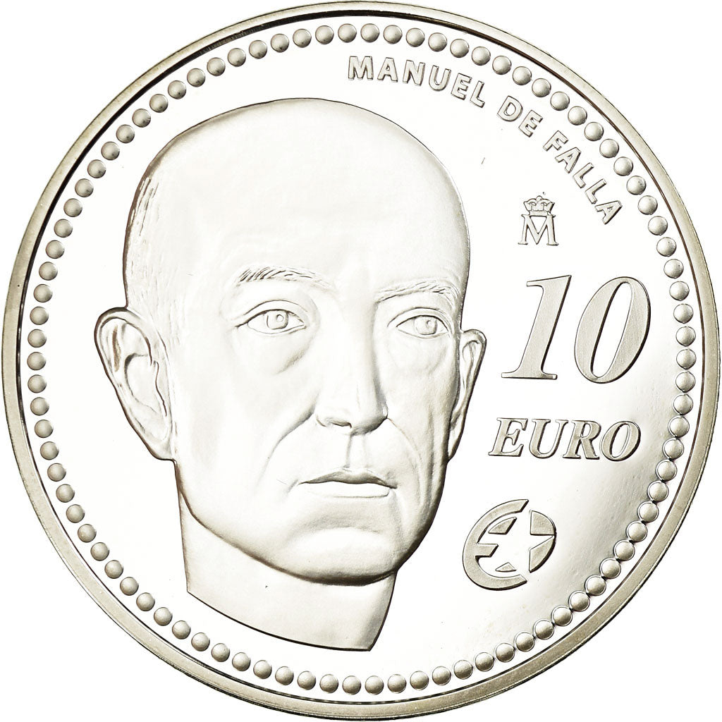 Spagna, 10 Euro, Manuel de Falla, 2014, Proof, FDC, Argento