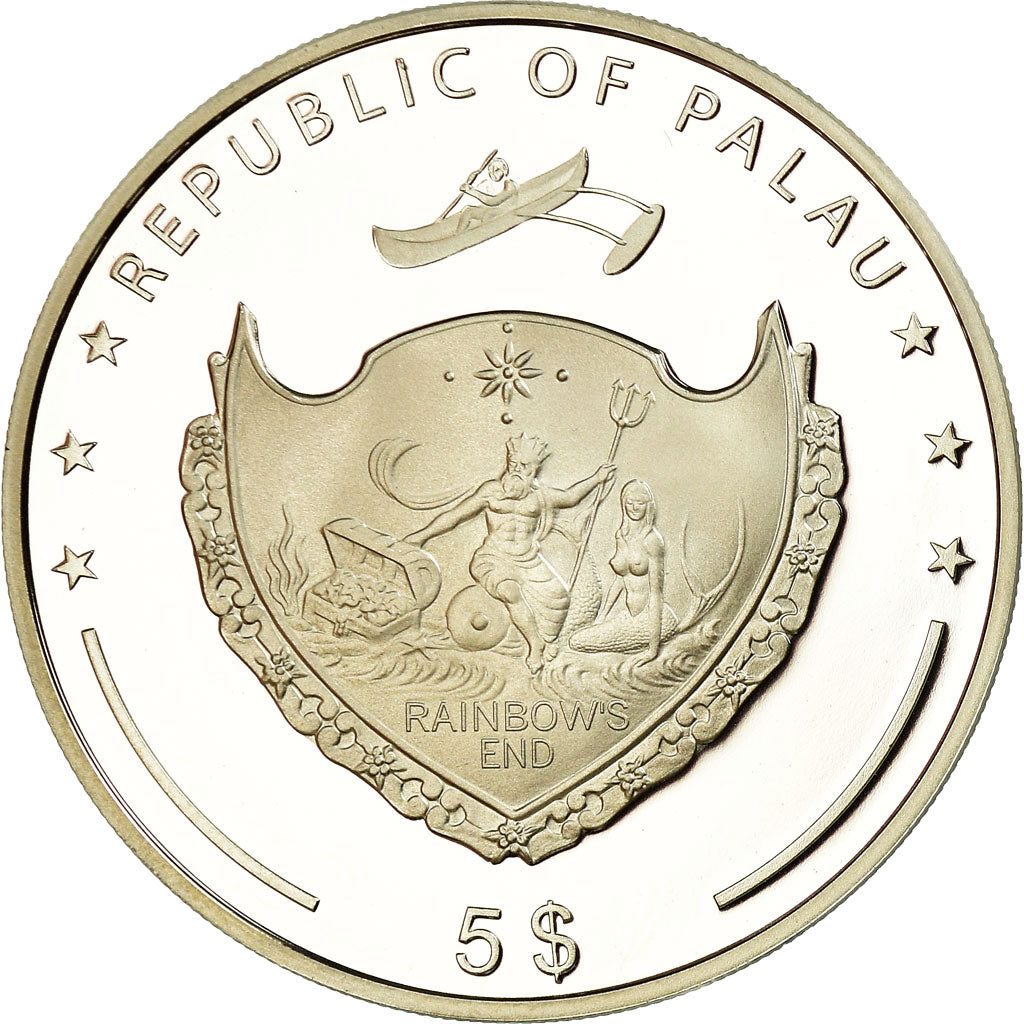 Coin, Palau, Le phare d'Alexandrie, 5 Dollars, 2013, Proof, MS(65-70), Silver