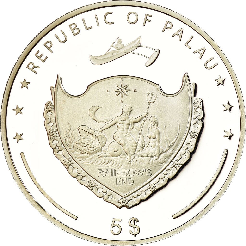 Coin, Palau, Le colosse de Rhodes, 5 Dollars, 2013, Proof, MS(65-70), Silver