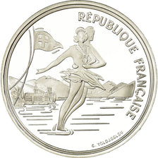 Coin, France, Alpine skiing, 100 Francs, 1989, BE, MS(65-70), Silver, KM:971