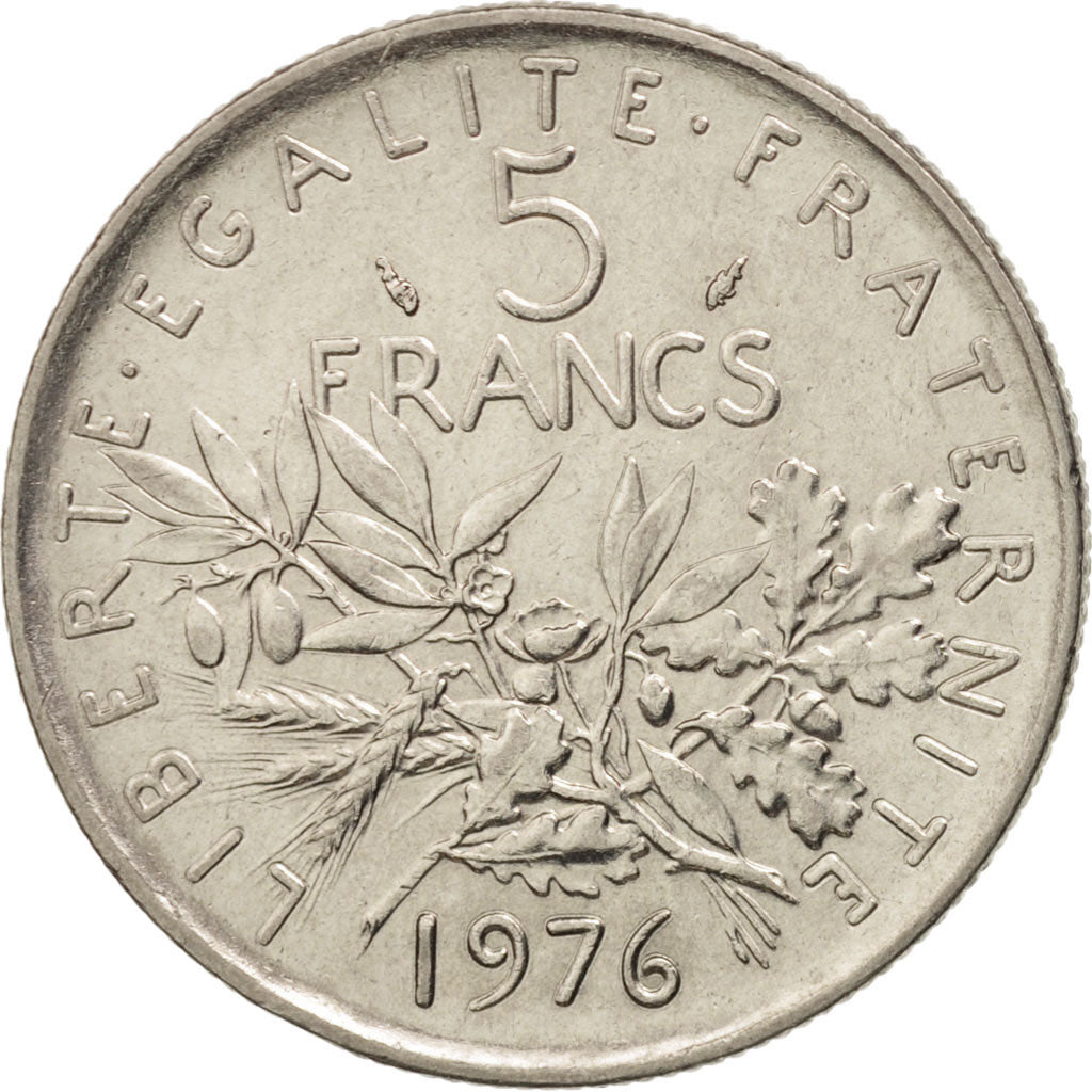 Frankreich, Semeuse, 5 Francs, 1976, Paris, AU(50-53), KM 926a.1, Gadoury 771