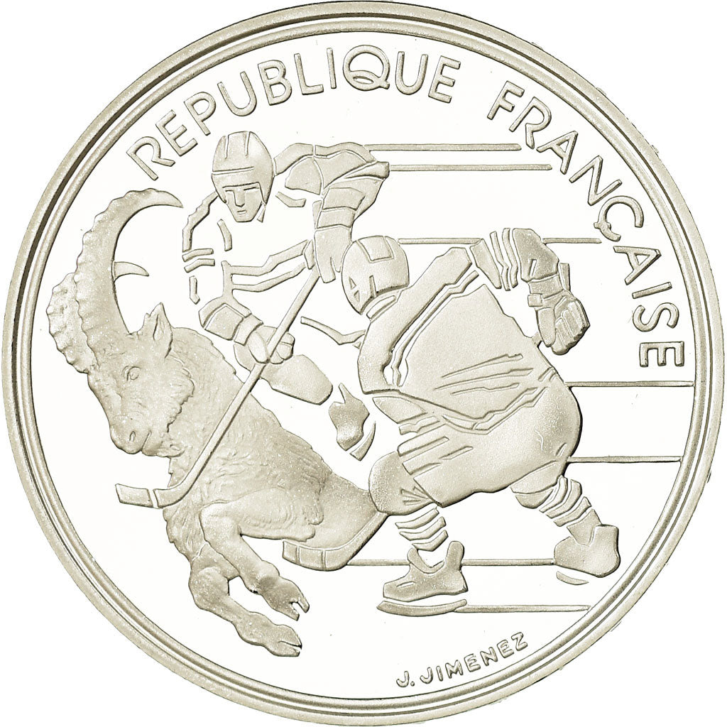 Coin, France, Hockey players, 100 Francs, 1991, BE, MS(65-70), Silver, KM:993