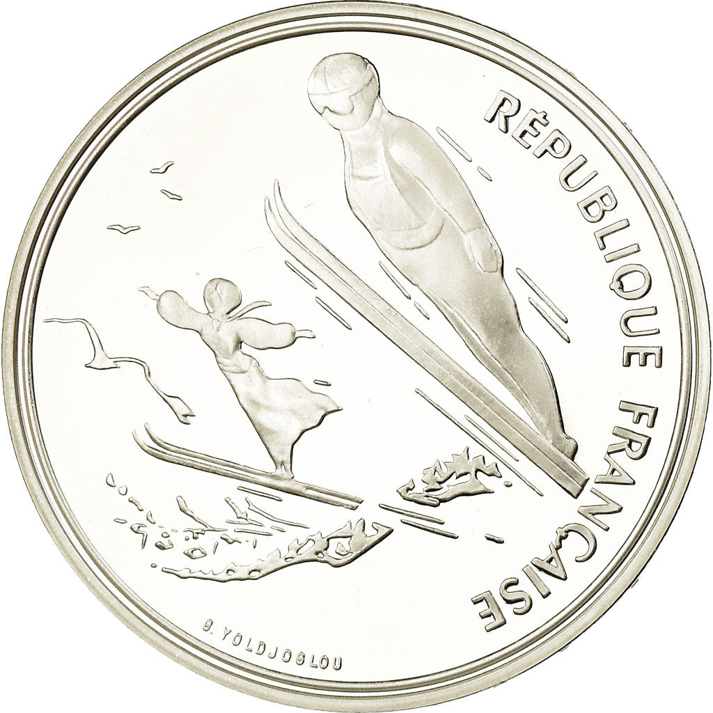 Coin, France, Ski jumpers, 100 Francs, 1991, BE, MS(65-70), Silver, KM:995