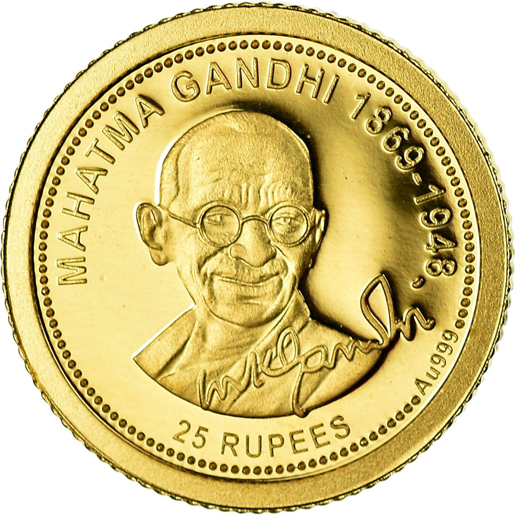 Moneta, Seychelles, Ghandi, 25 Rupees, 2013, British Royal Mint, Proof, FDC, Oro