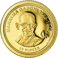 Moneta, Seychelles, Ghandi, 25 Rupees, 2013, British Royal Mint, Proof, FDC, Oro