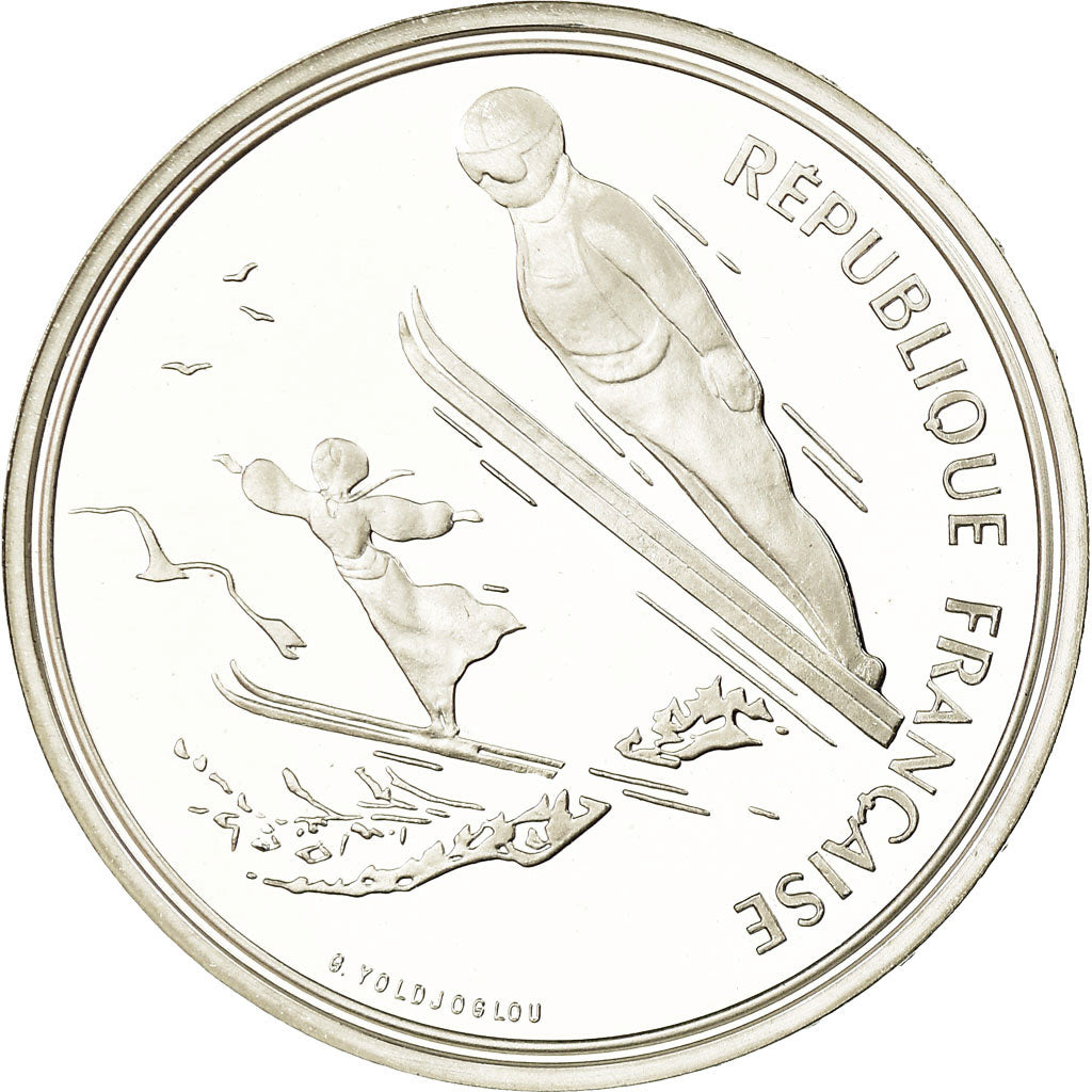 Coin, France, Ski jumpers, 100 Francs, 1991, BE, MS(65-70), Silver, KM:995
