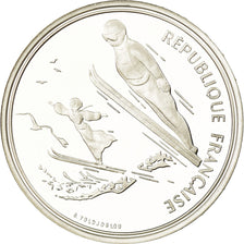 Moneta, Francja, Ski jumpers, 100 Francs, 1991, BE, MS(65-70), Srebro, KM:995