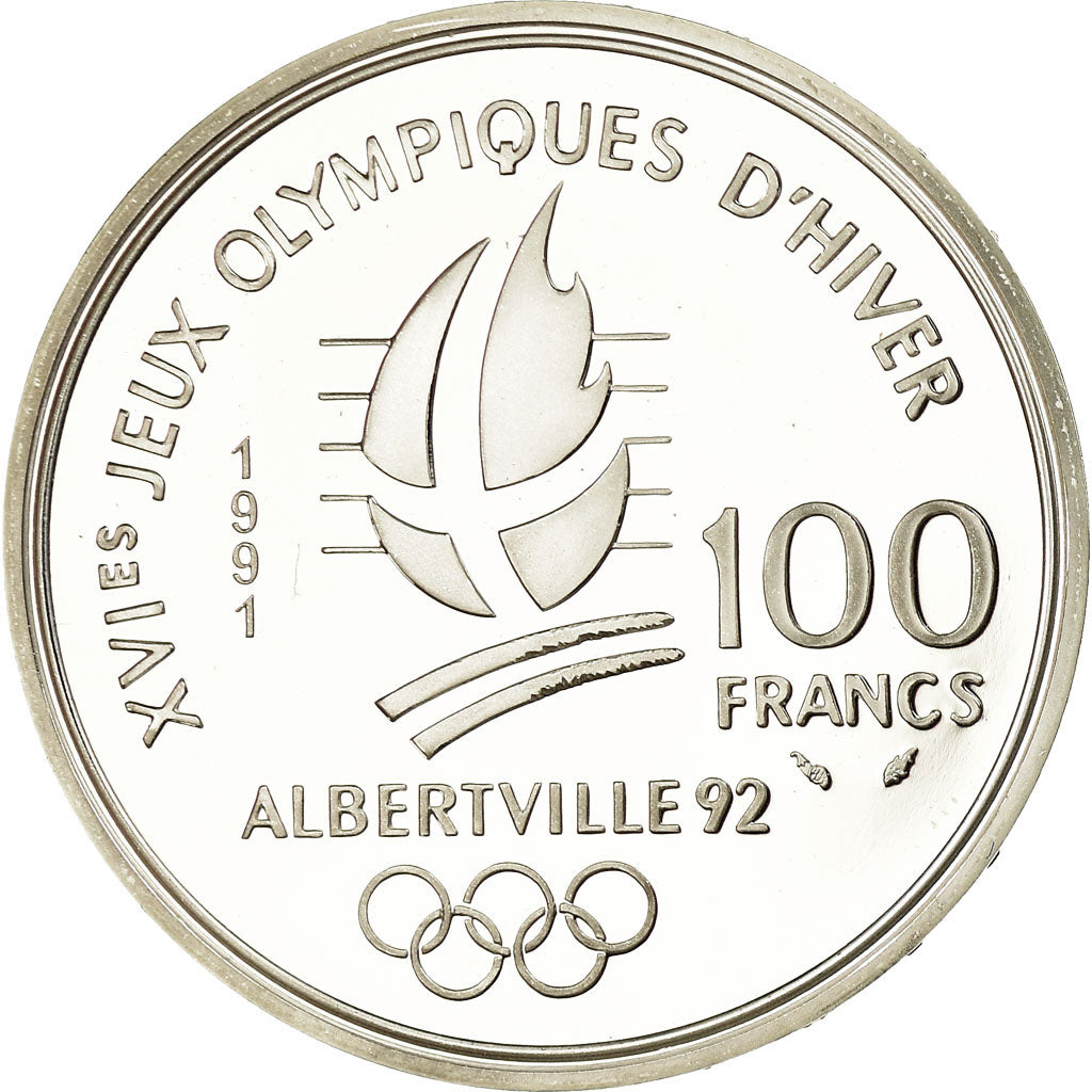 Monnaie, France, Hockey, 100 Francs, 1991, BE, FDC, Argent, Gadoury:C16, KM:993