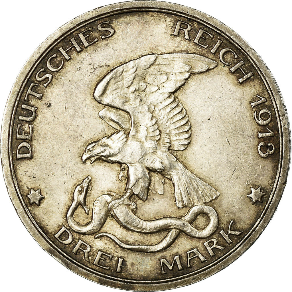 Coin, German States, PRUSSIA, Wilhelm II, 3 Mark, 1913, Berlin, EF(40-45)