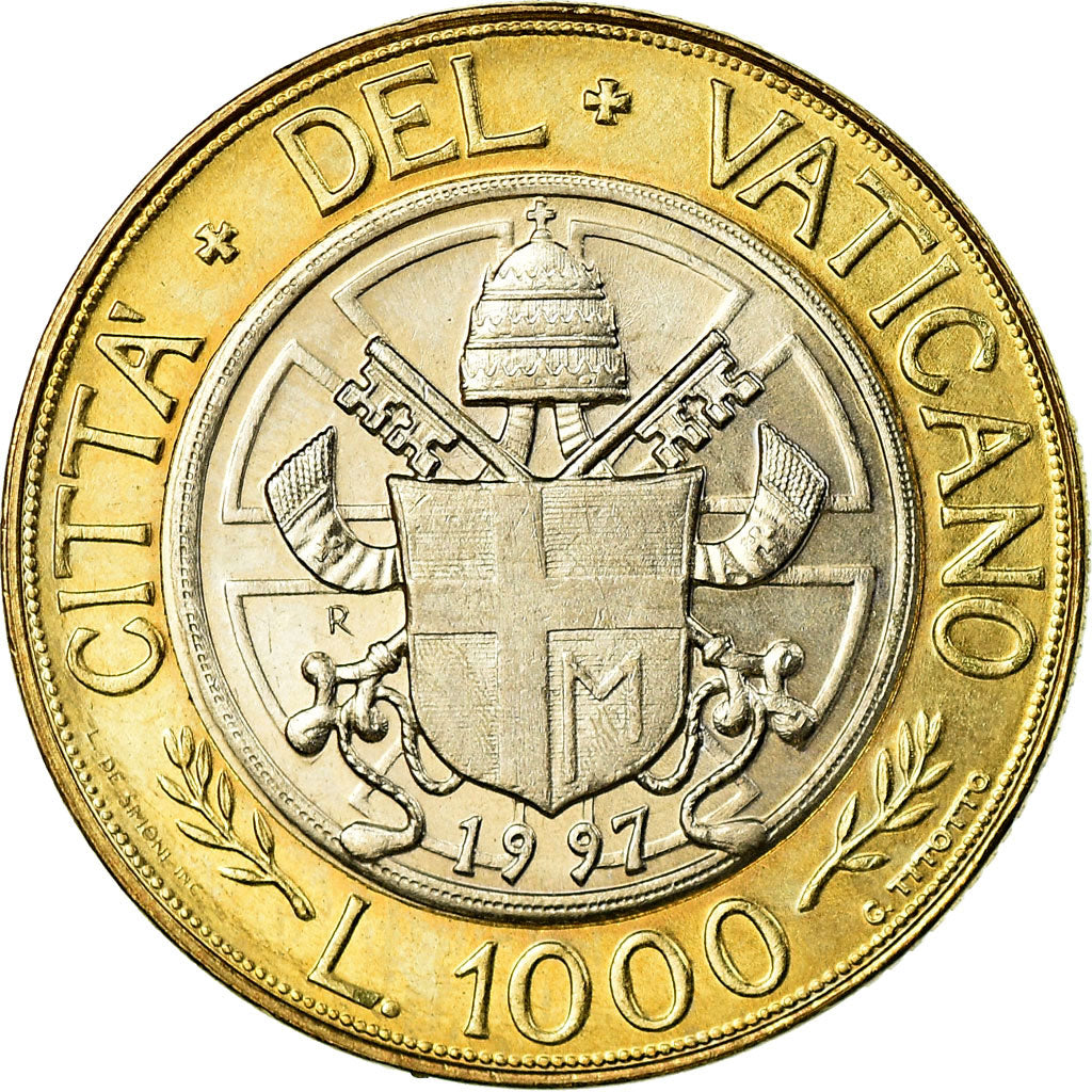 Munten, Vaticaanstad, John Paul II, 1000 Lire, 1997, Roma, PR, Bi-Metallic