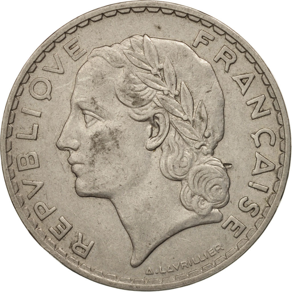 Munten, Frankrijk, Lavrillier, 5 Francs, 1933, Paris, ZF, Nickel, KM:888
