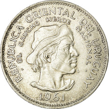 Coin, Uruguay, 10 Pesos, 1961, Santiago, EF(40-45), Silver, KM:43